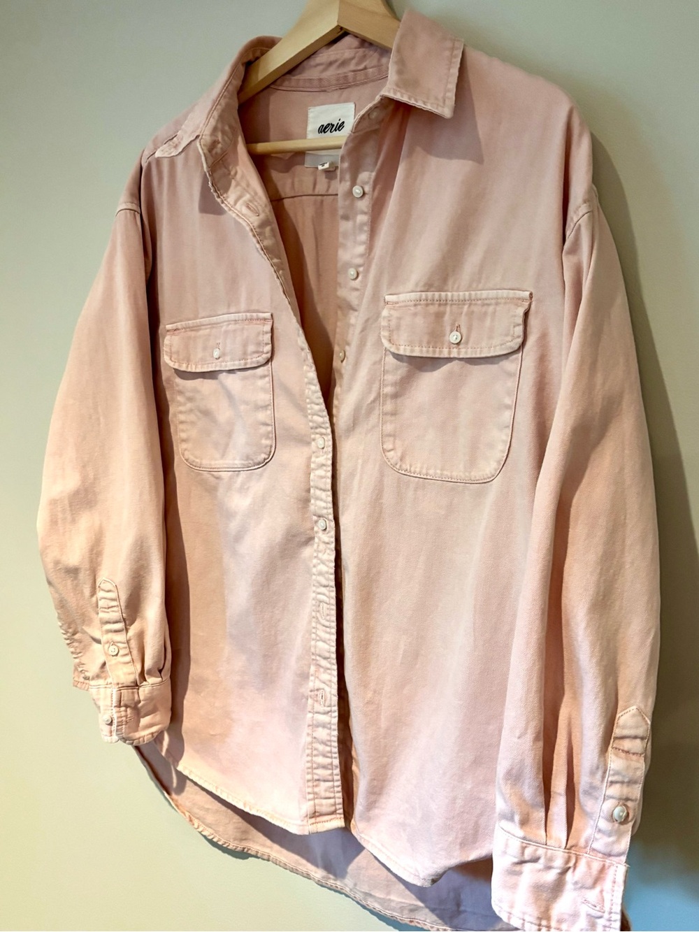 aerie Oversized Dusty Pink Button-Down Shirt